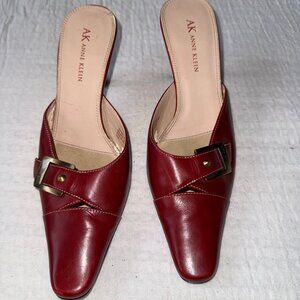 Anne Klein Red Leather Mules | Size 6M
